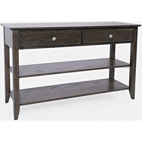 Modern Espresso Sofa Console Table in Grey Brown Wood